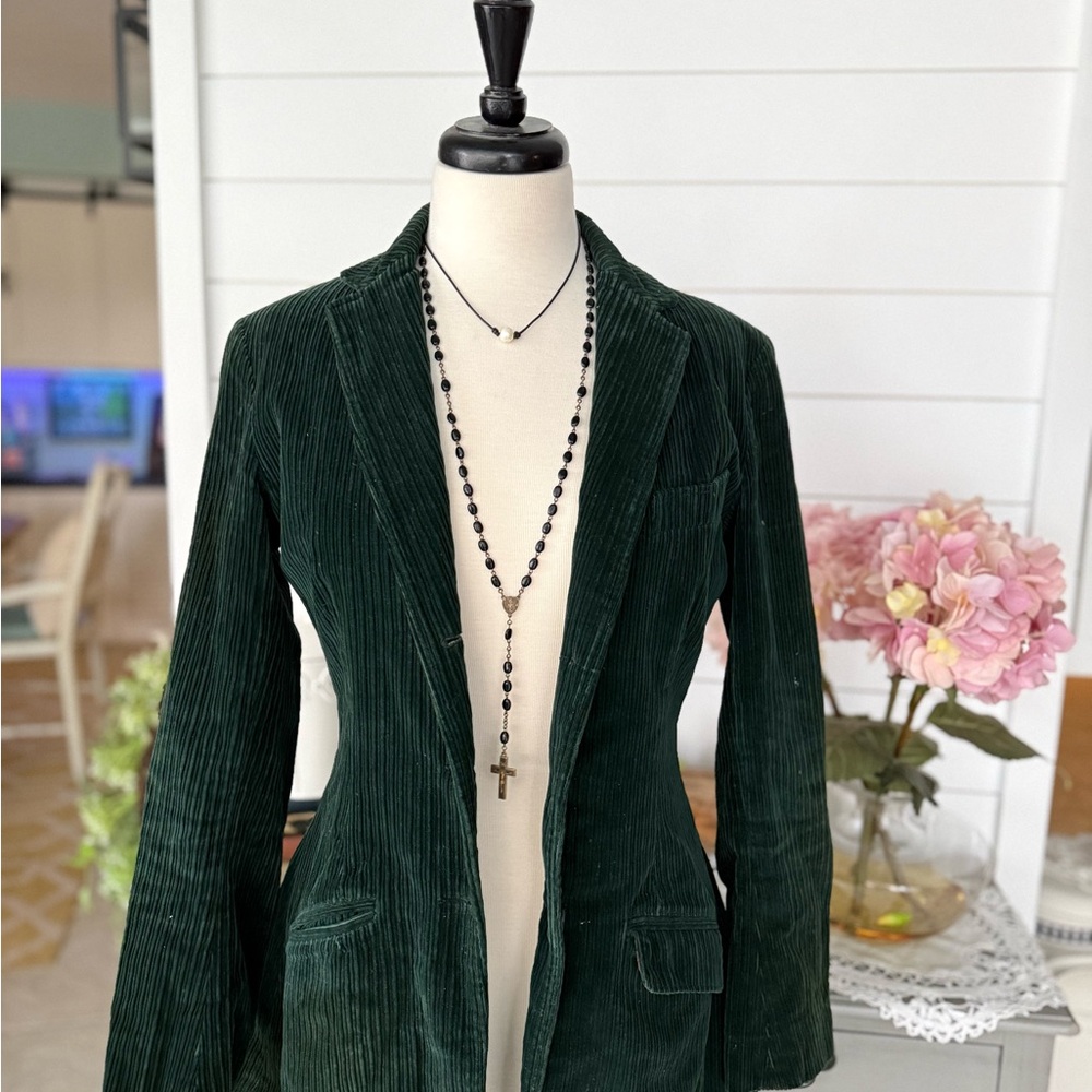 Vintage corduroy equestrian blazer / jacket emerald green